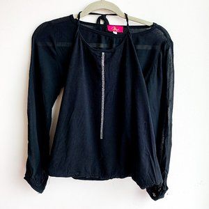sheer black long sleeve top size 8